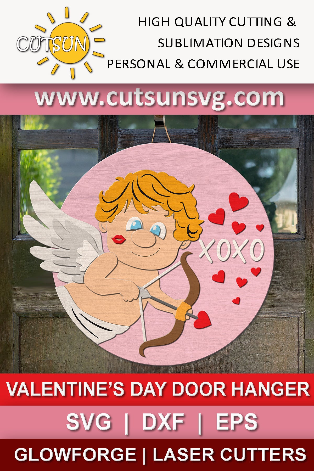 Cupid Valentine's day door hanger SVG