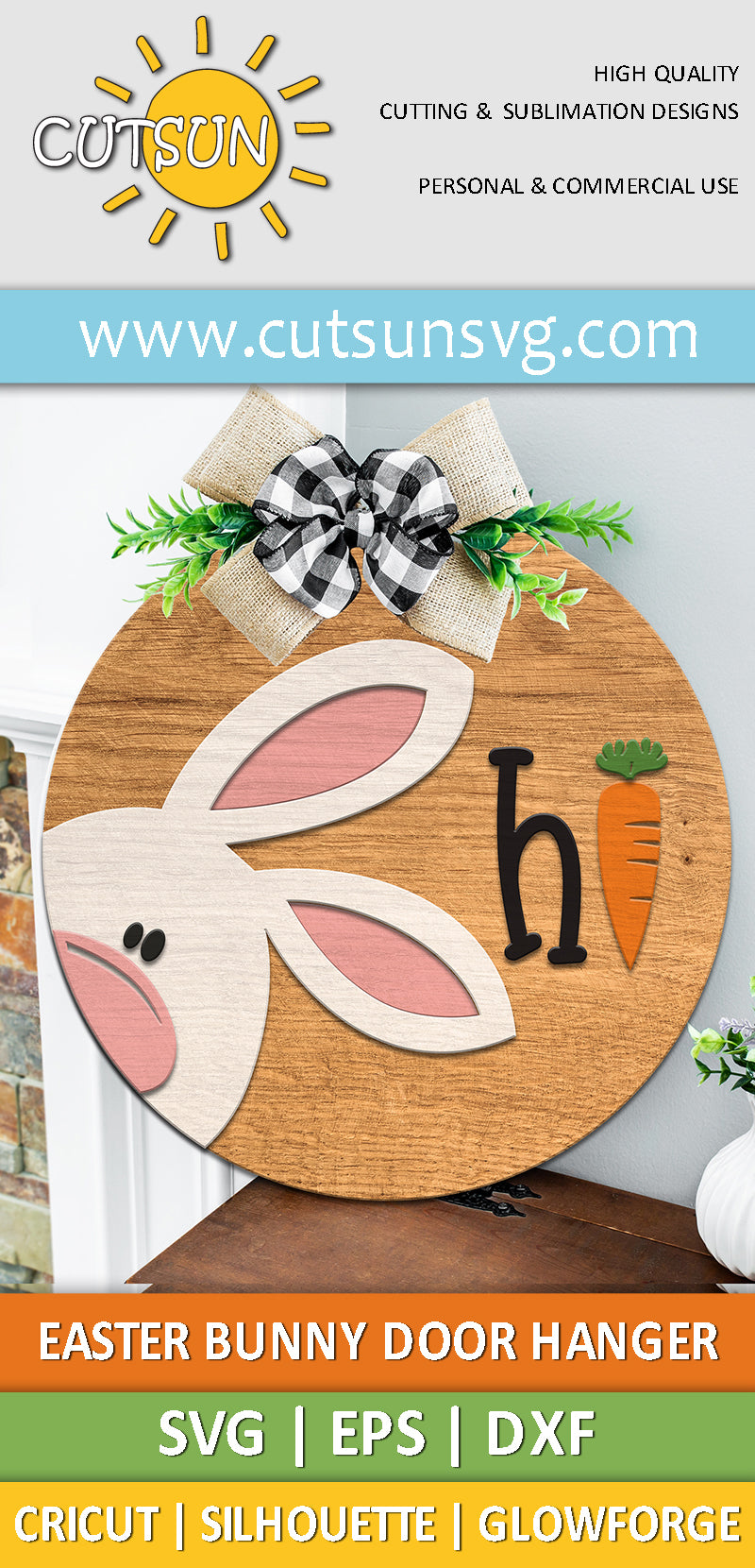 Easter Bunny Door Hanger | Easter Bunny Hi door hanger SVG