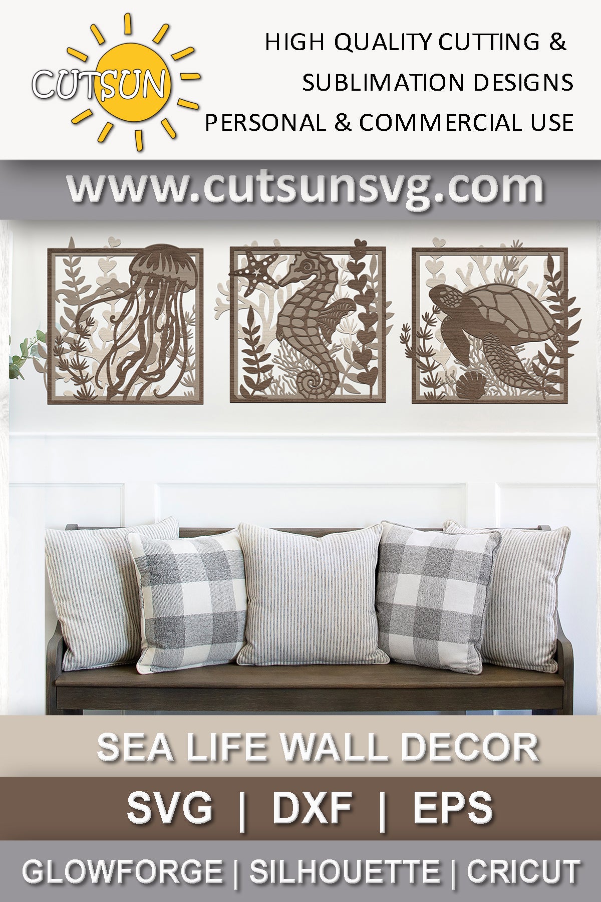 Sea life wall decor SVG | Sea life leaning signs SVG