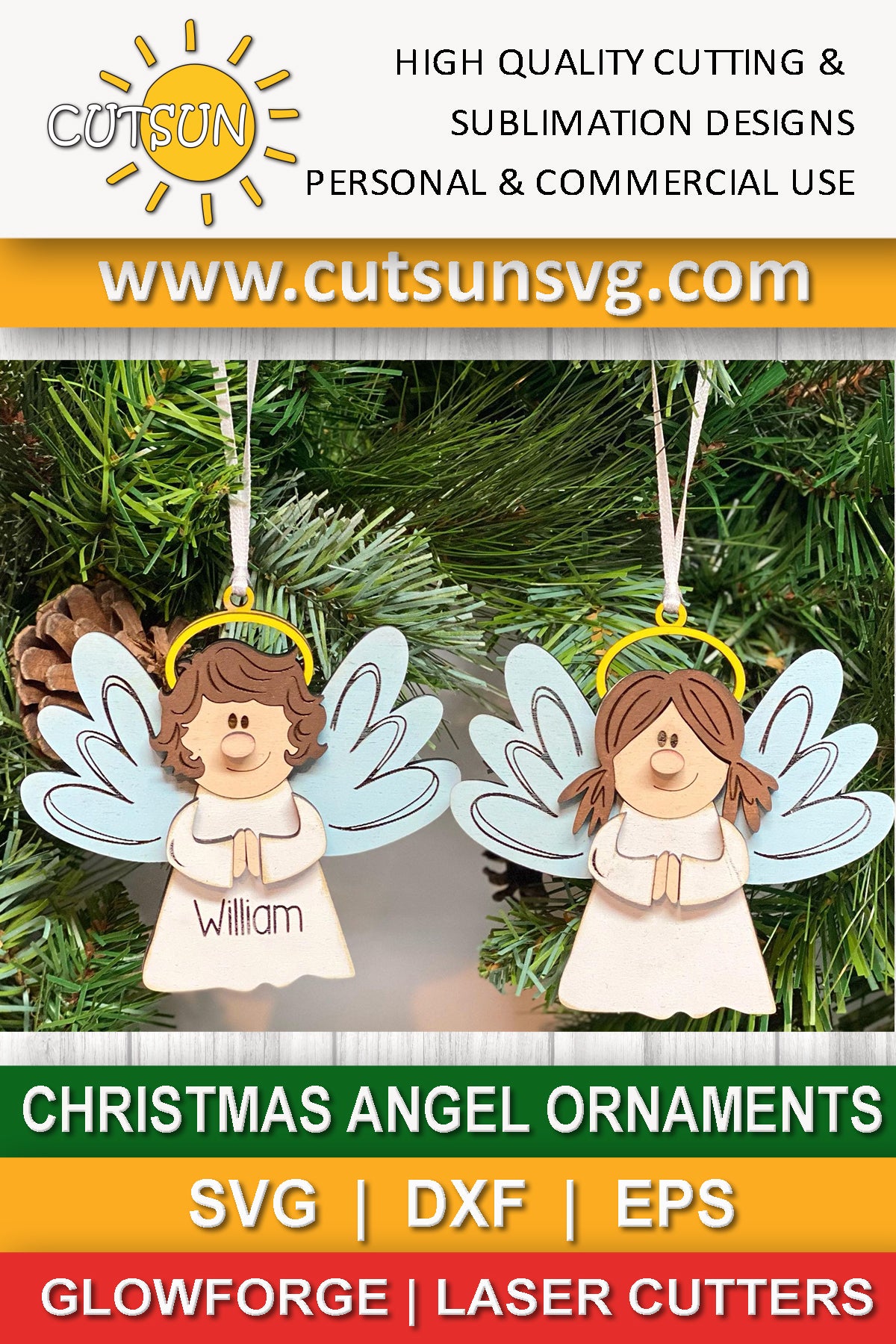 Angels Christmas ornaments SVG
