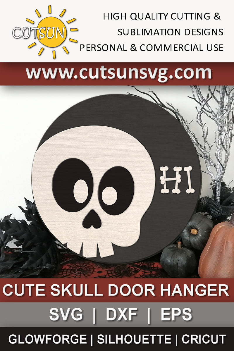 cute skull with bow stencil