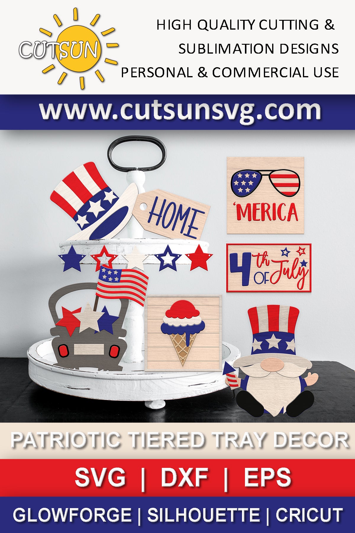 Patriotic Tiered Tray Decor SVG