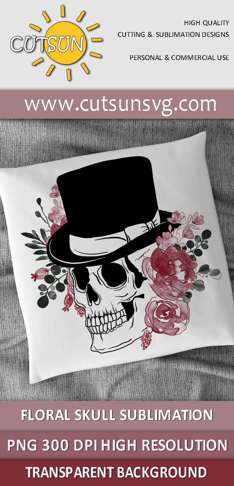 Floral Skull Sublimation design download