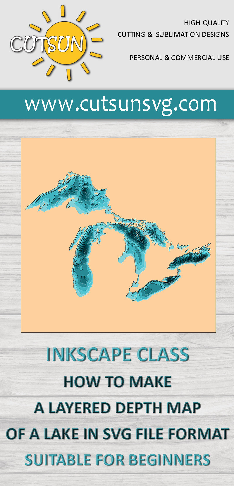How to make a Layered Lake Map in Inkscape - step by step video tutorial