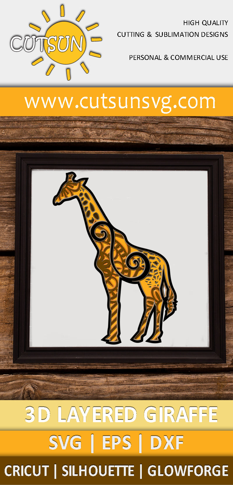 3D Layered Giraffe SVG