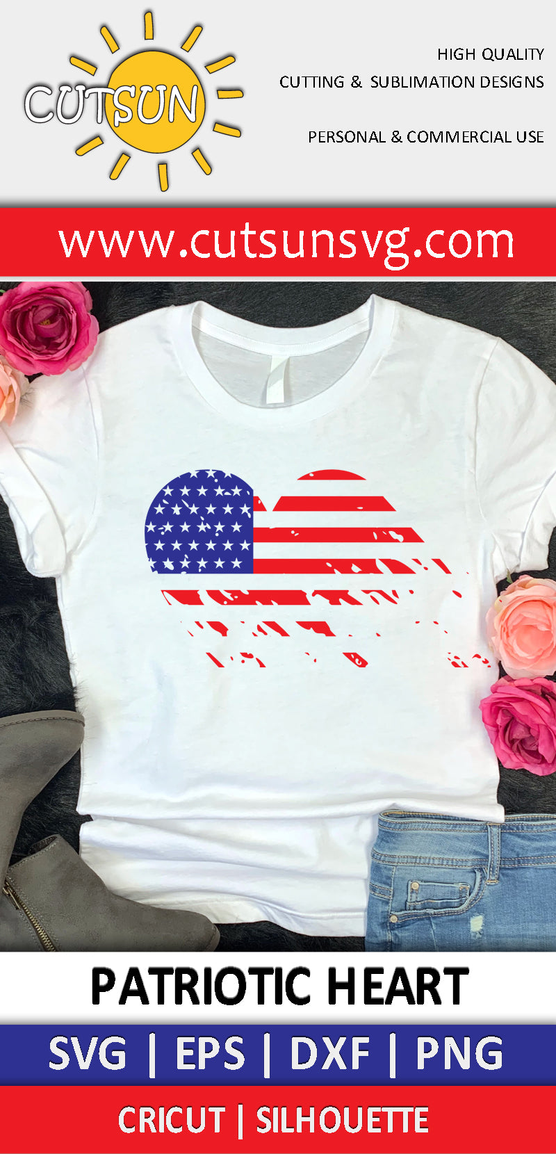 Patriotic Heart SVG | Heart Distressed US flag