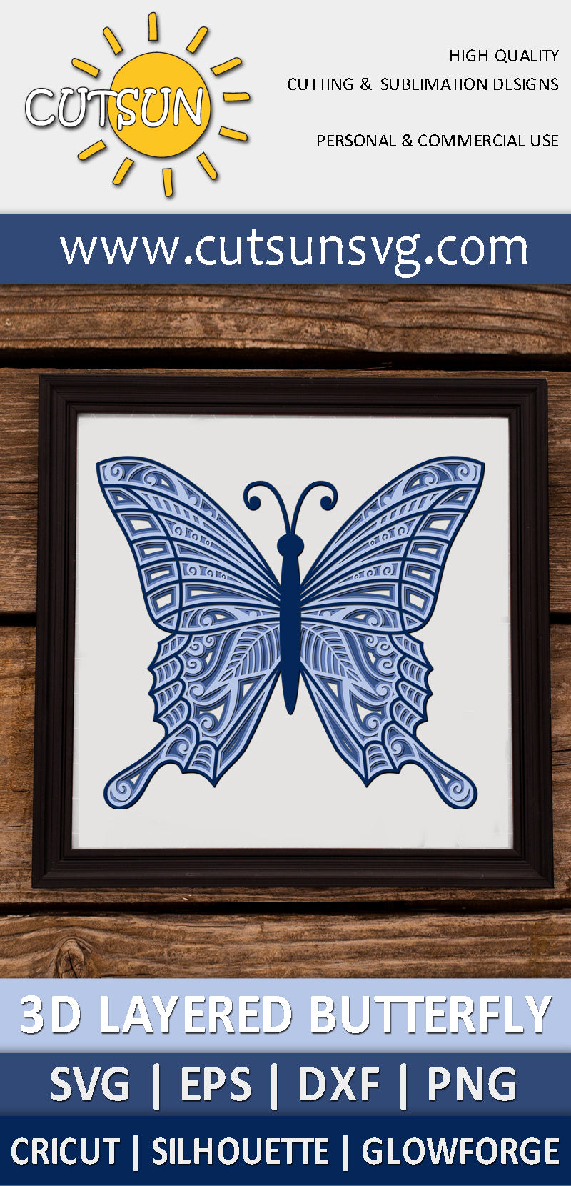 3D Layered Butterfly SVG