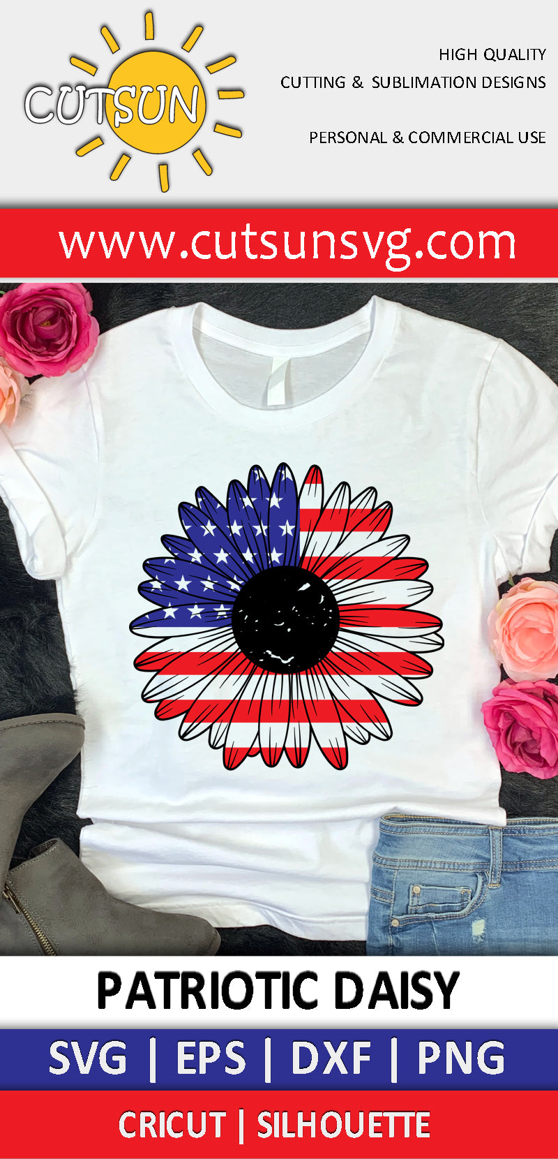 Patriotic Daisy SVG