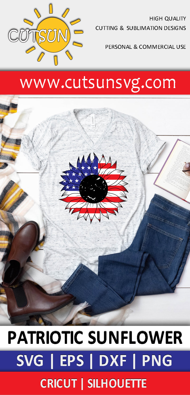 Patriotic Sunflower SVG