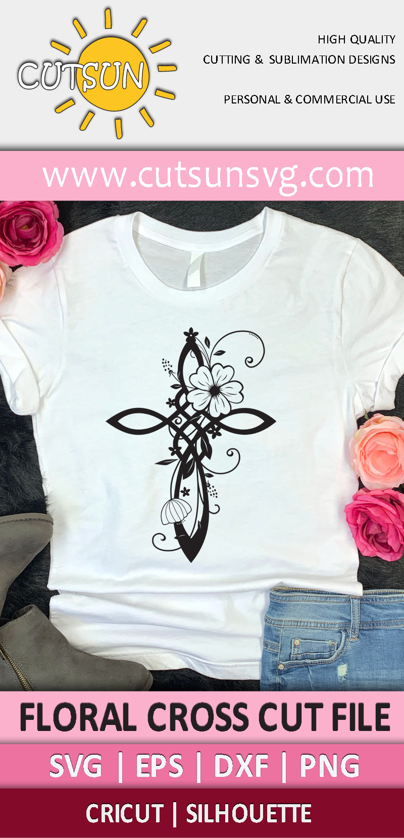 Floral Cross SVG
