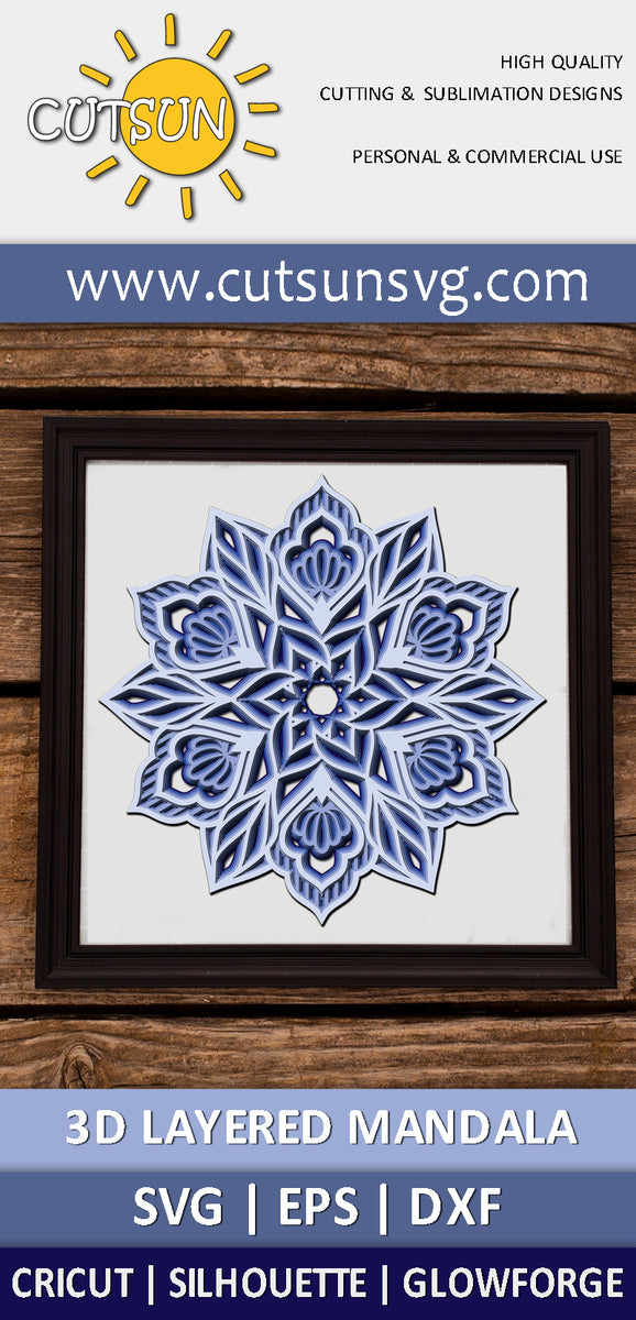 3D Layered Mandala SVG cut file 5 layers – Cutsunsvg