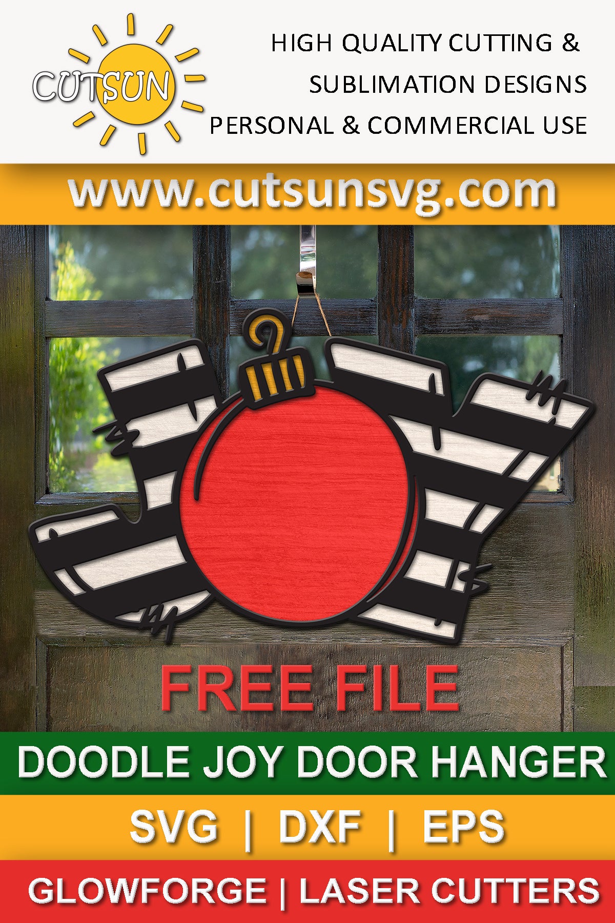 JOY Christmas Ornament SVG Freebie | Layered Laser Cut File