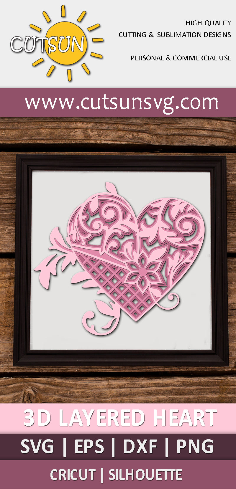 3D Layered Heart 3 layers SVG