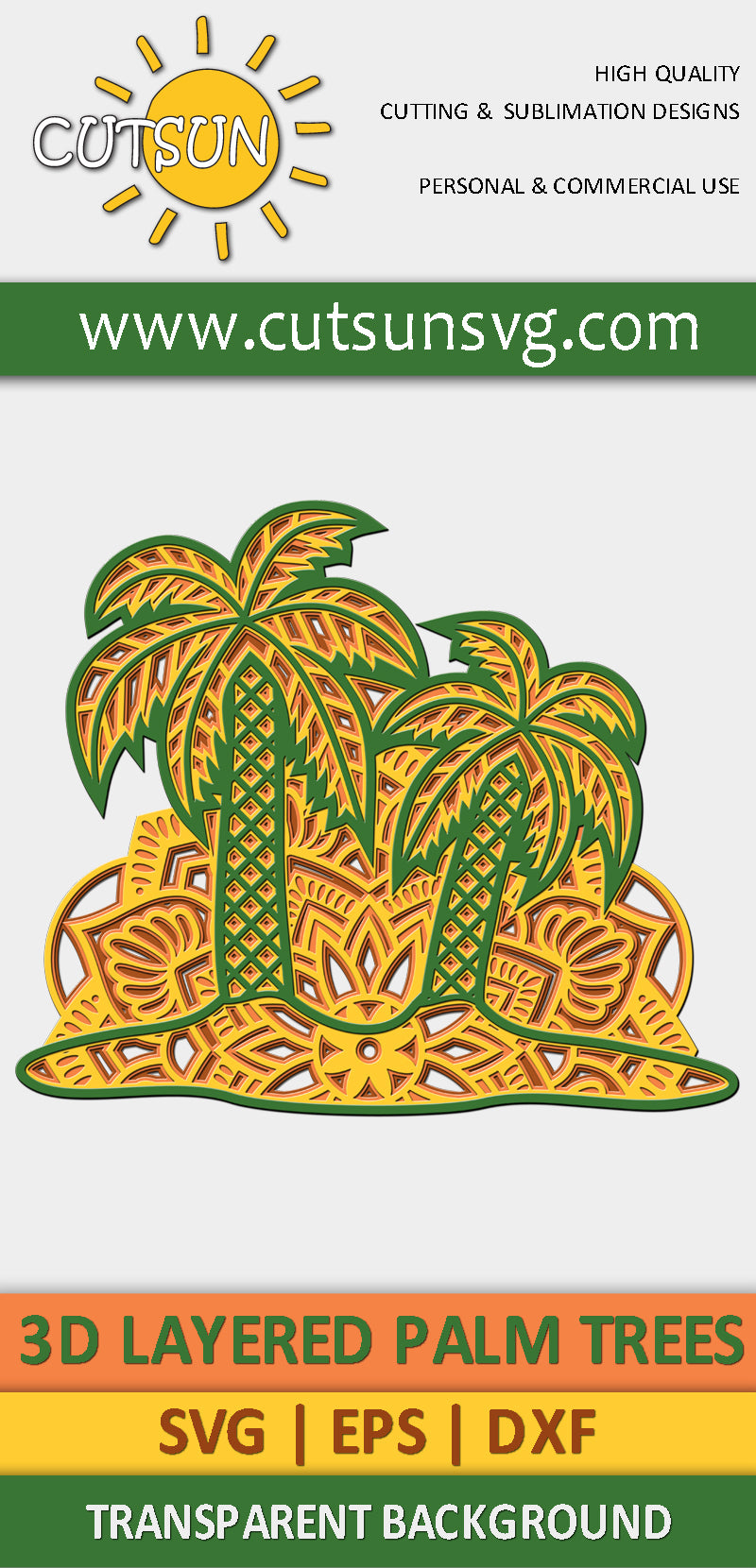 3D layered palm trees svg