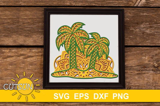 3D layered palm trees svg