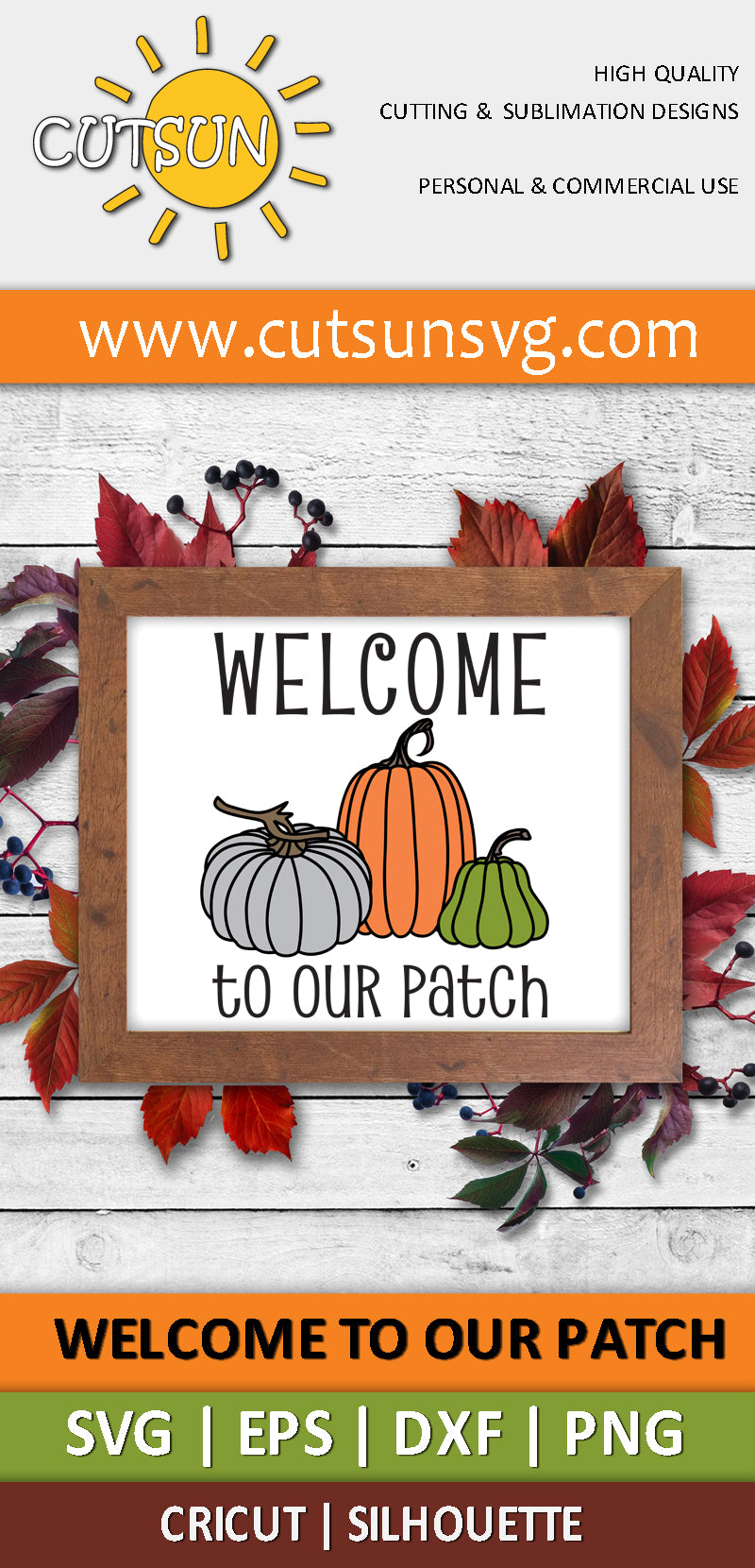 Welcome to our Patch | Three pumpkins SVG