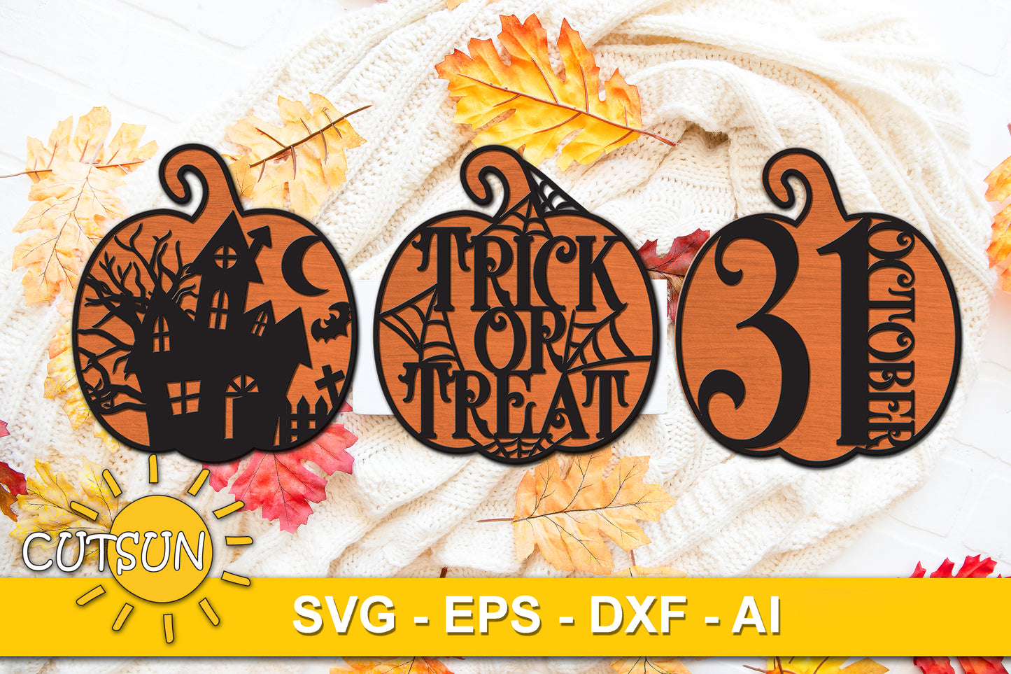 Patterned Halloween pumpkins SVG bundle