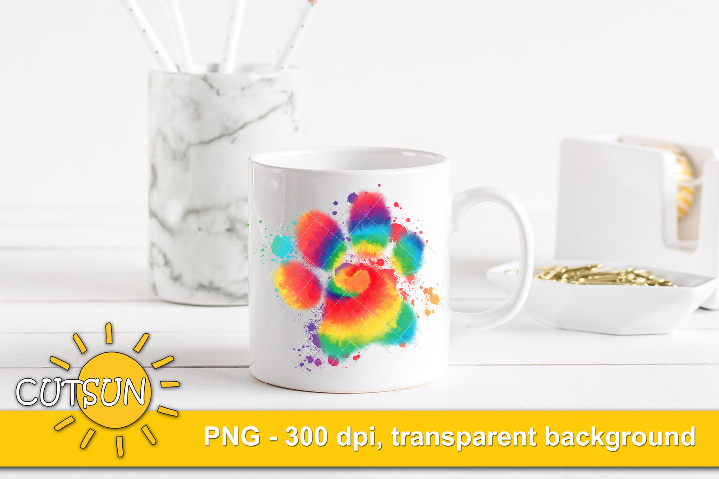 Paw Print Tie Dye sublimation design