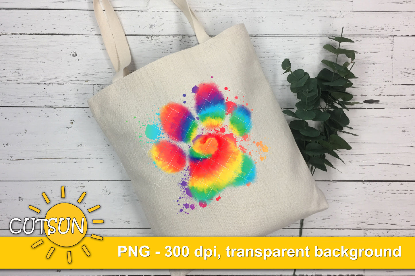 Paw Print Tie Dye sublimation design