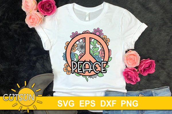Floral Peace sign SVG EPS PNG