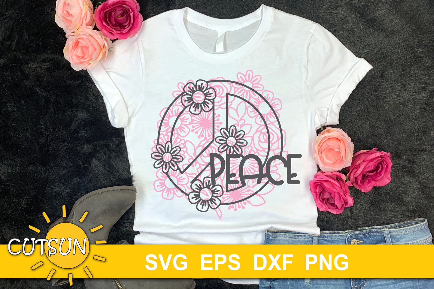 Floral Peace Sign SVG