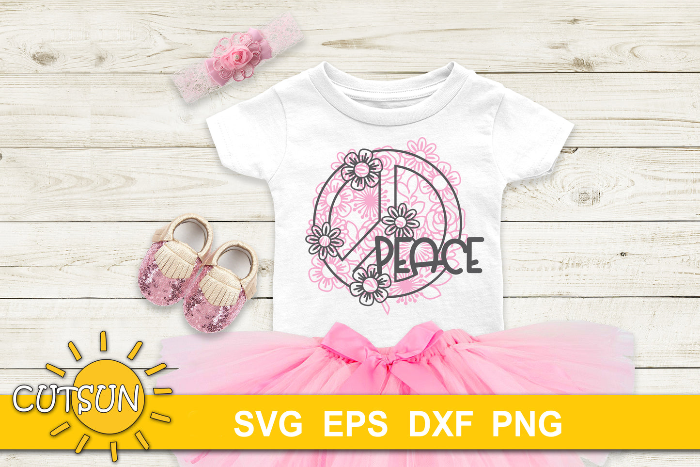 Floral Peace Sign SVG