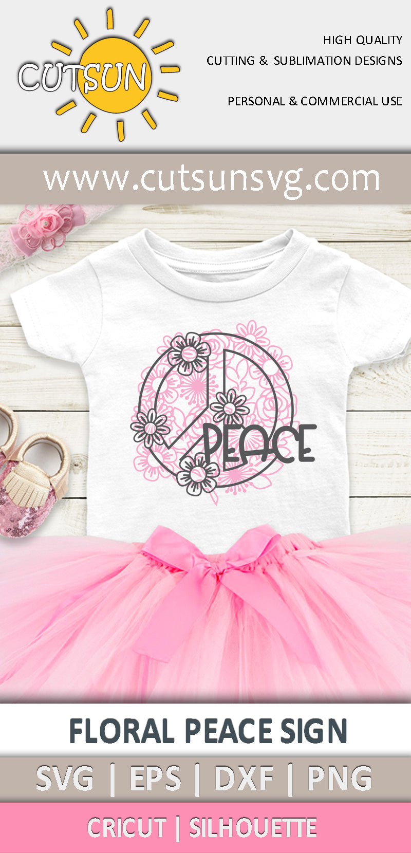 Floral Peace Sign SVG