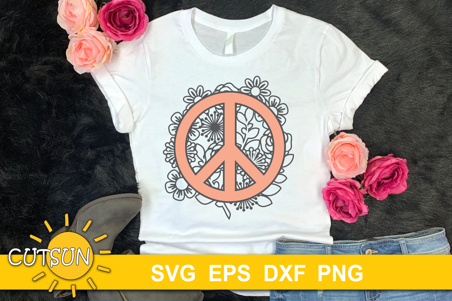 Floral Peace sign SVG