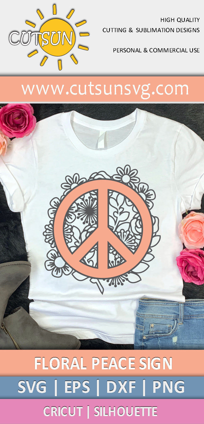 Floral Peace sign SVG