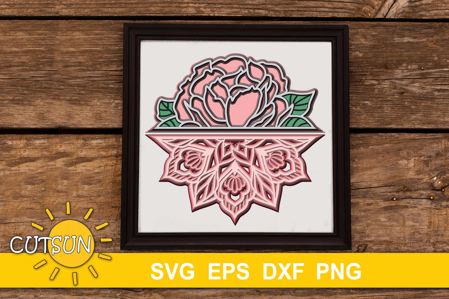 3D Layered Peony mandala SVG
