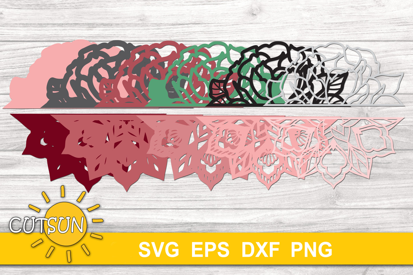 3D Layered Peony mandala SVG