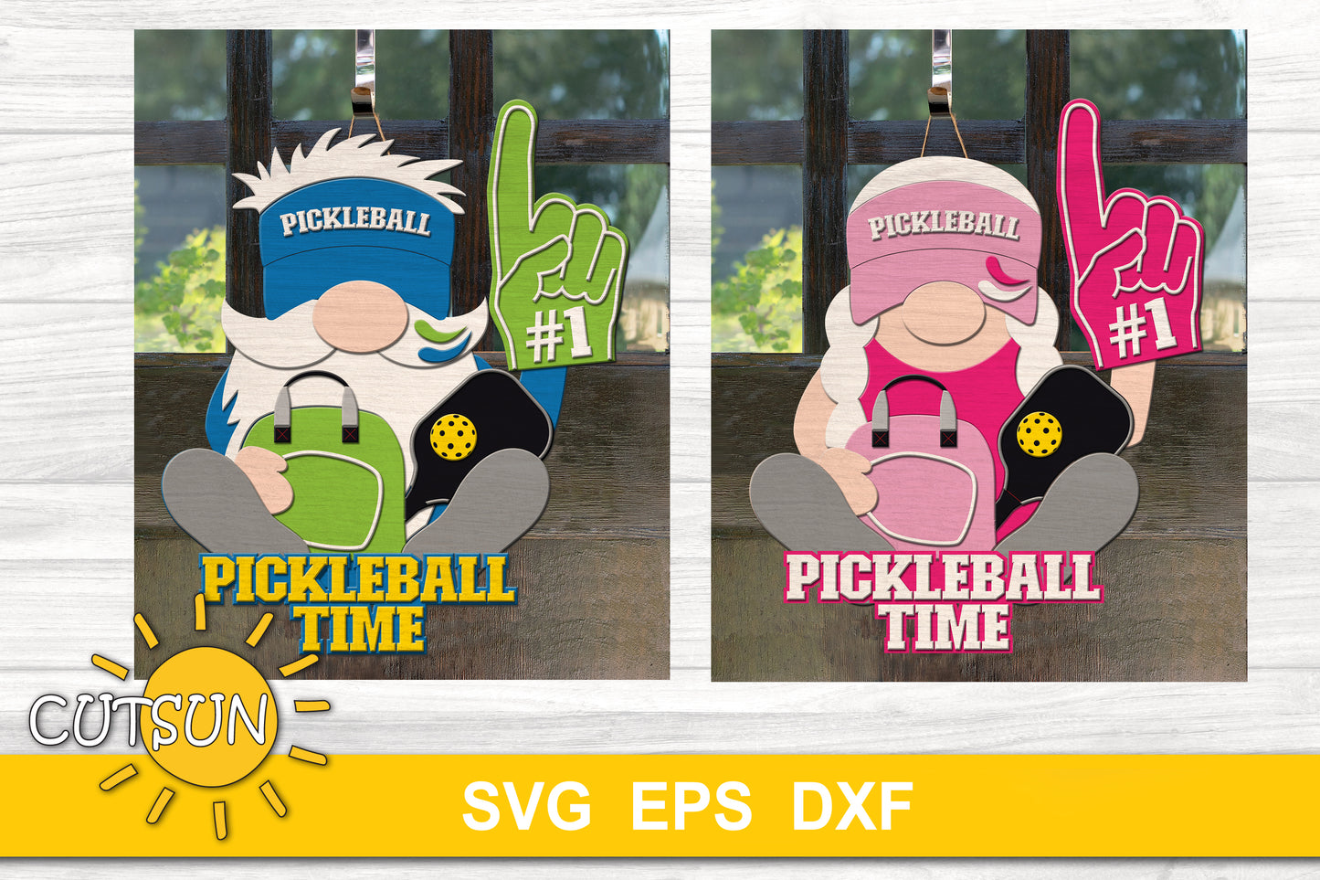 Pickleball gnome door hanger SVG