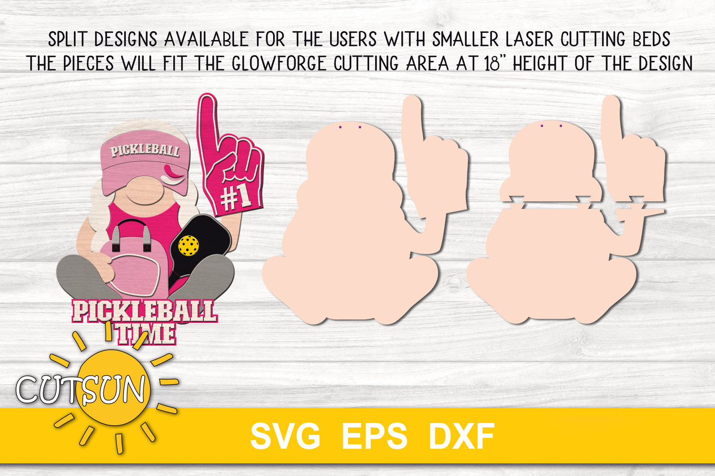 Pickleball gnome door hanger SVG