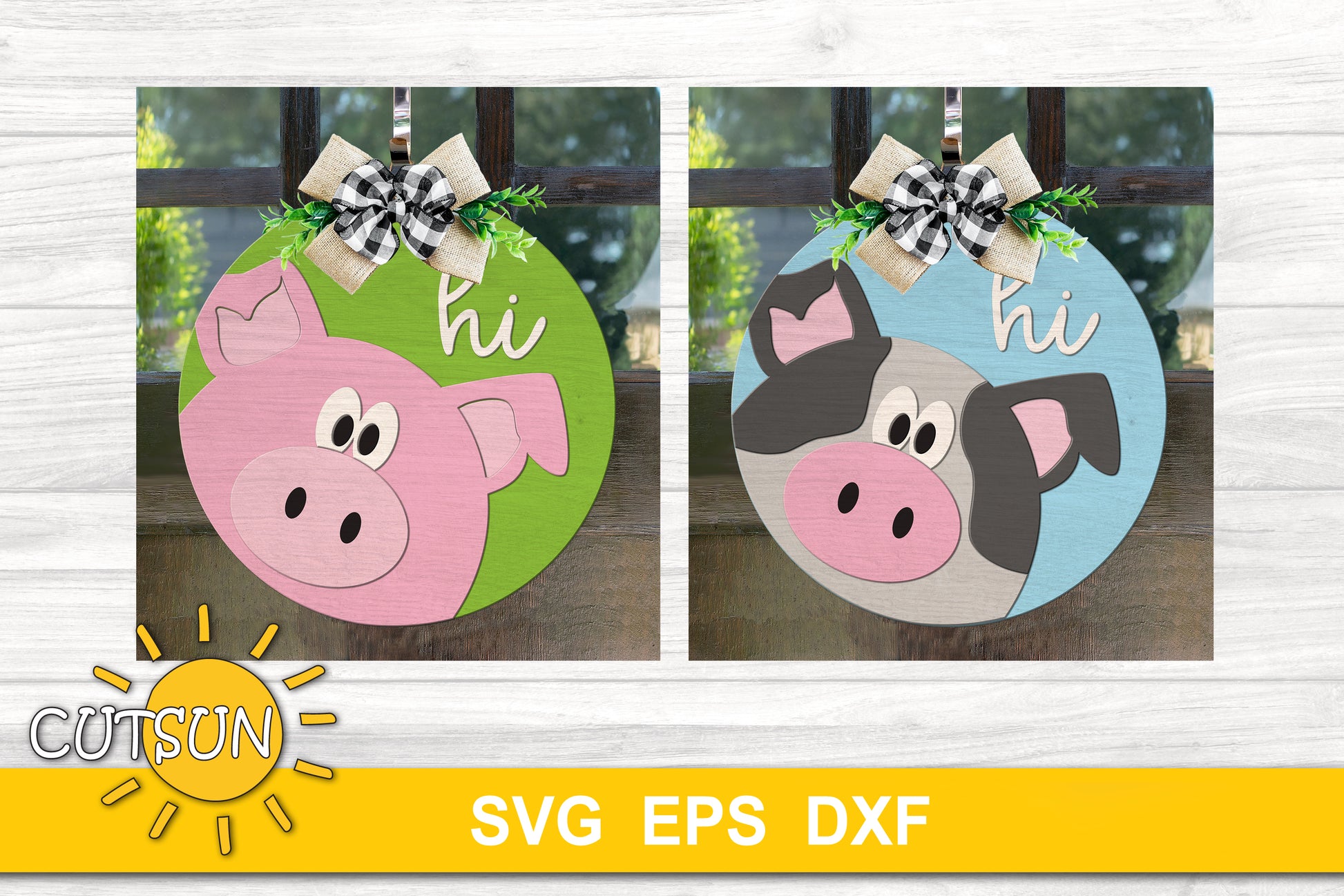 Pig Hi door hanger SVG
