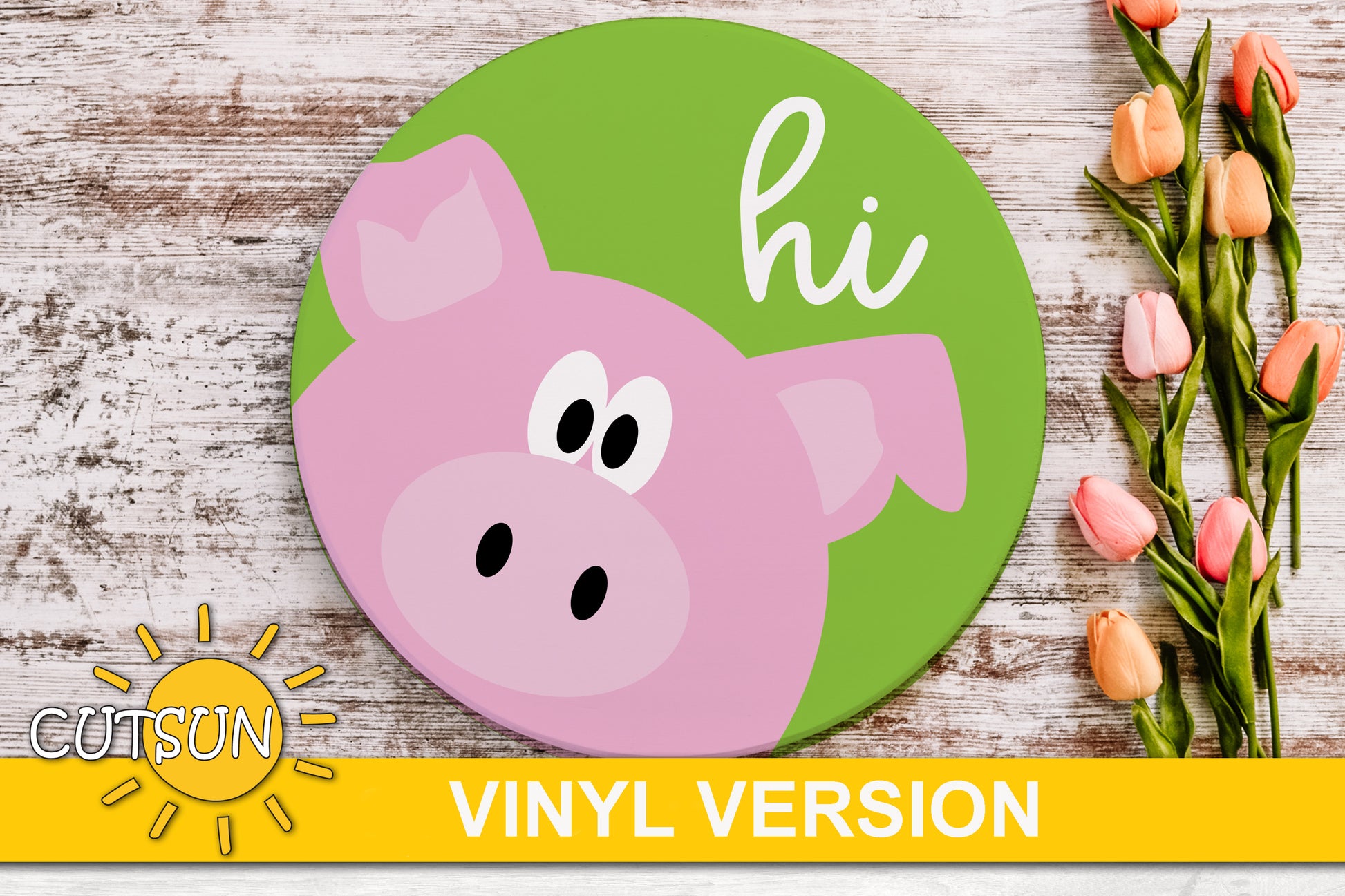 Pig Hi door hanger SVG
