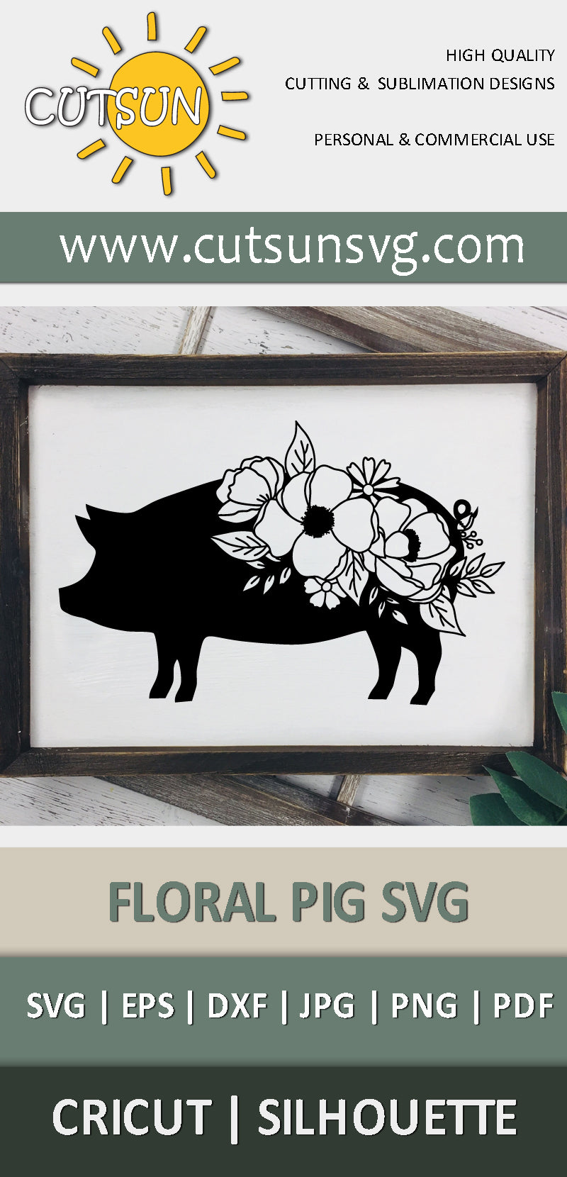 Floral Pig SVG