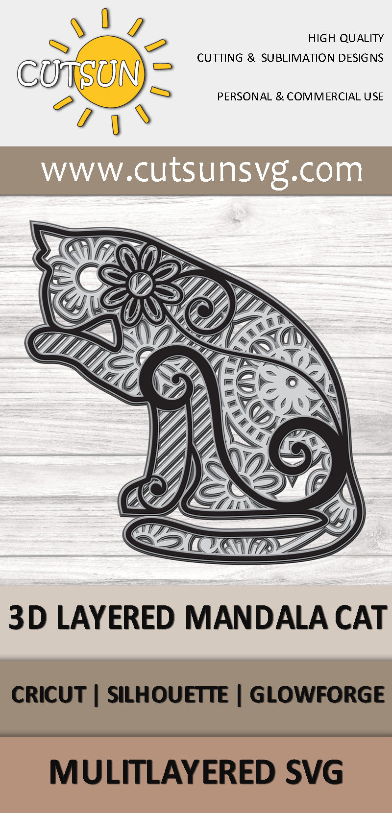 3D Layered Cat Pinterest