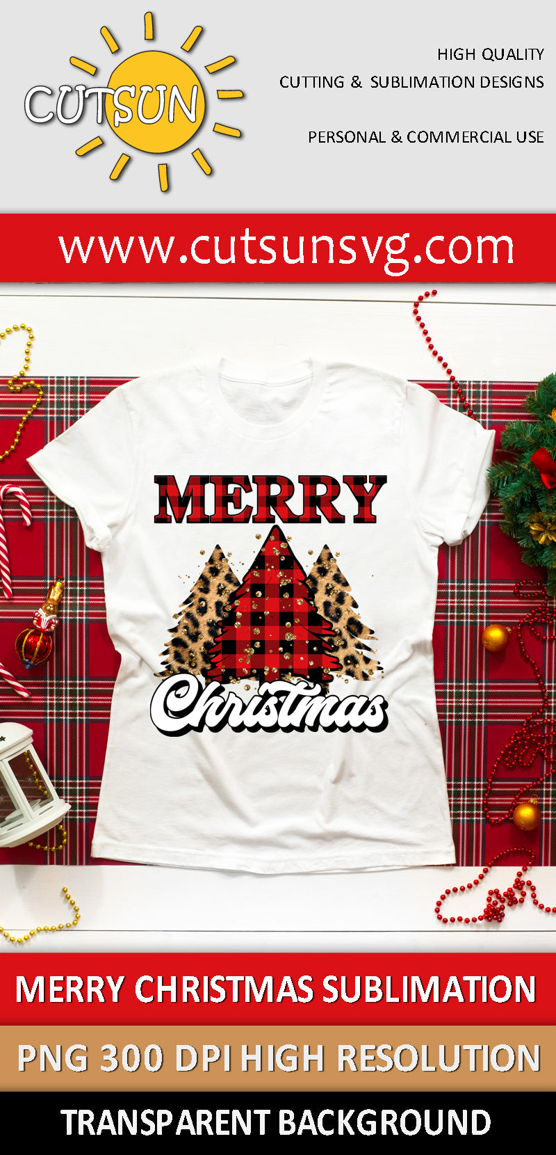 Merry Christmas sublimation design download Buffalo Plaid and Leopard