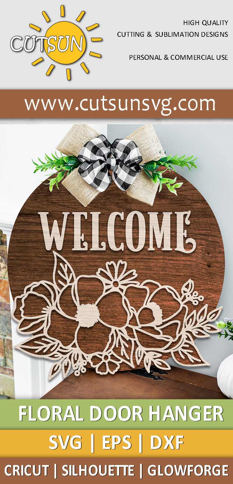 Floral Door hanger SVG