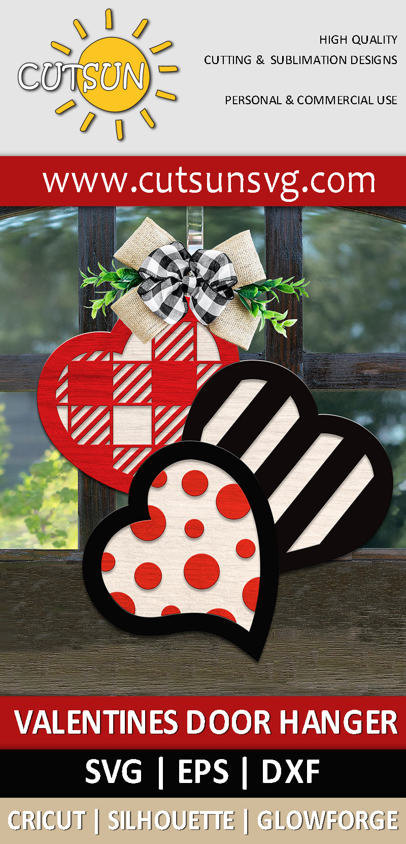 Patterned hearts door hanger svg