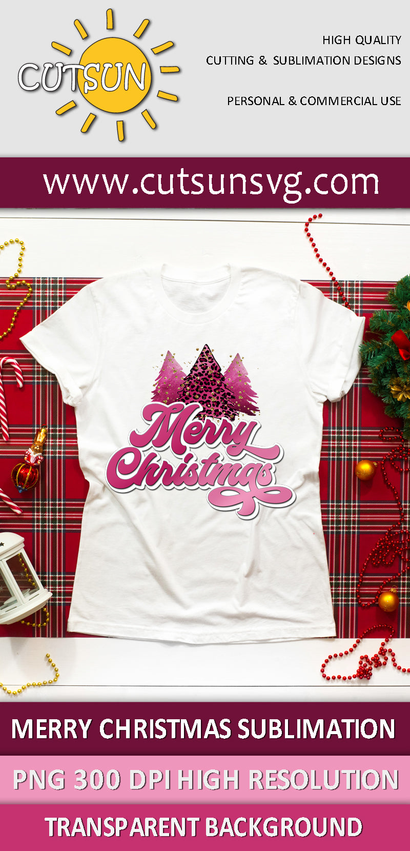 Merry Christmas sublimation design download Pink Glitter and Leopard