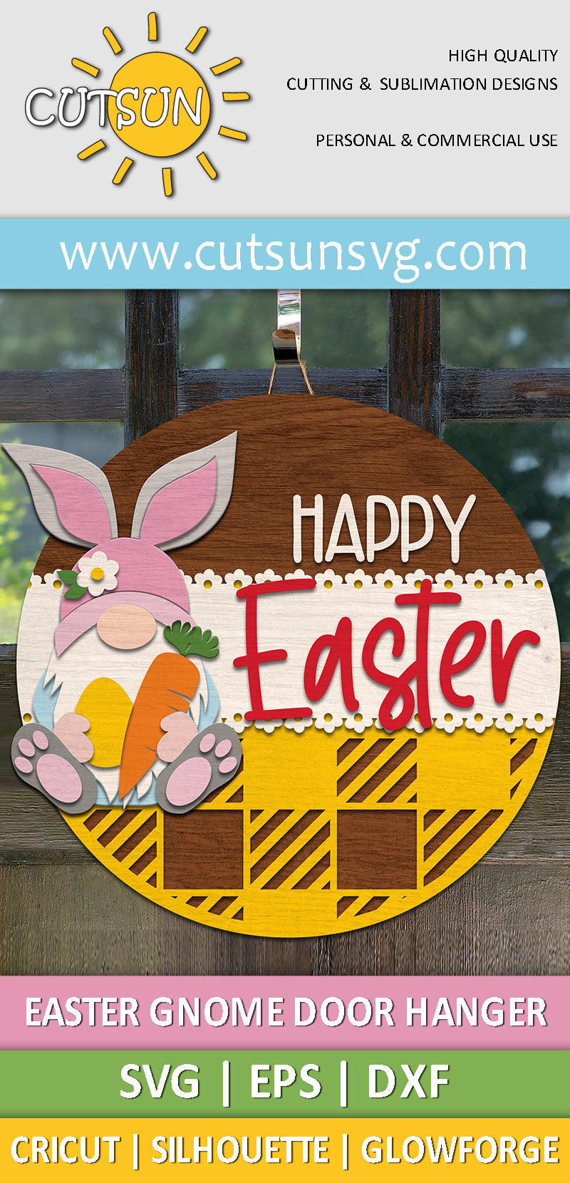 Easter Gnome Door hanger SVG