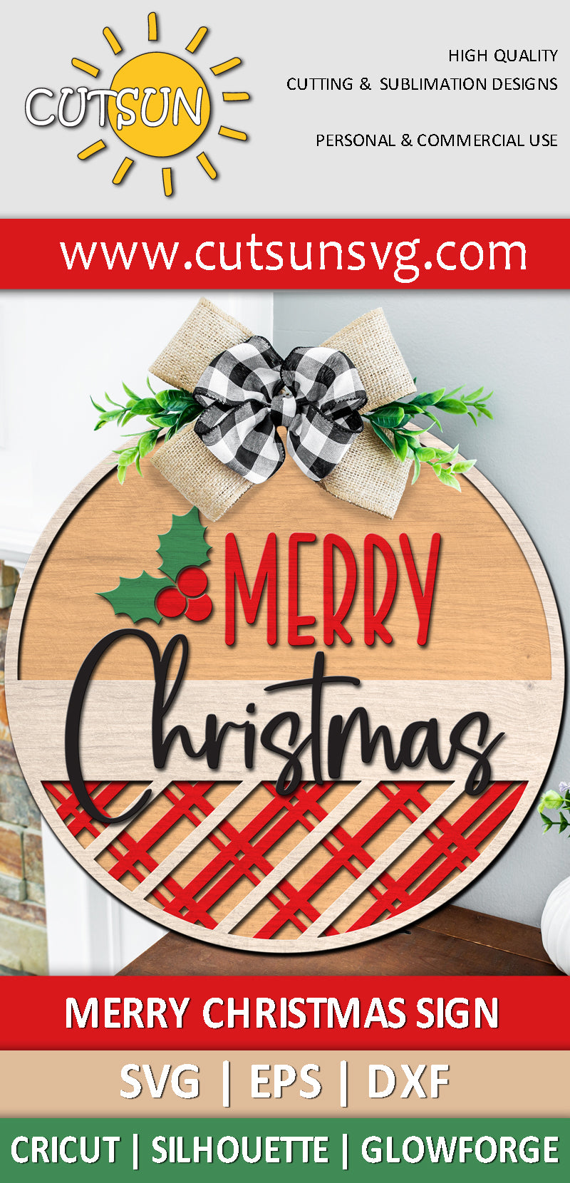 Merry Christmas Round Sign SVG