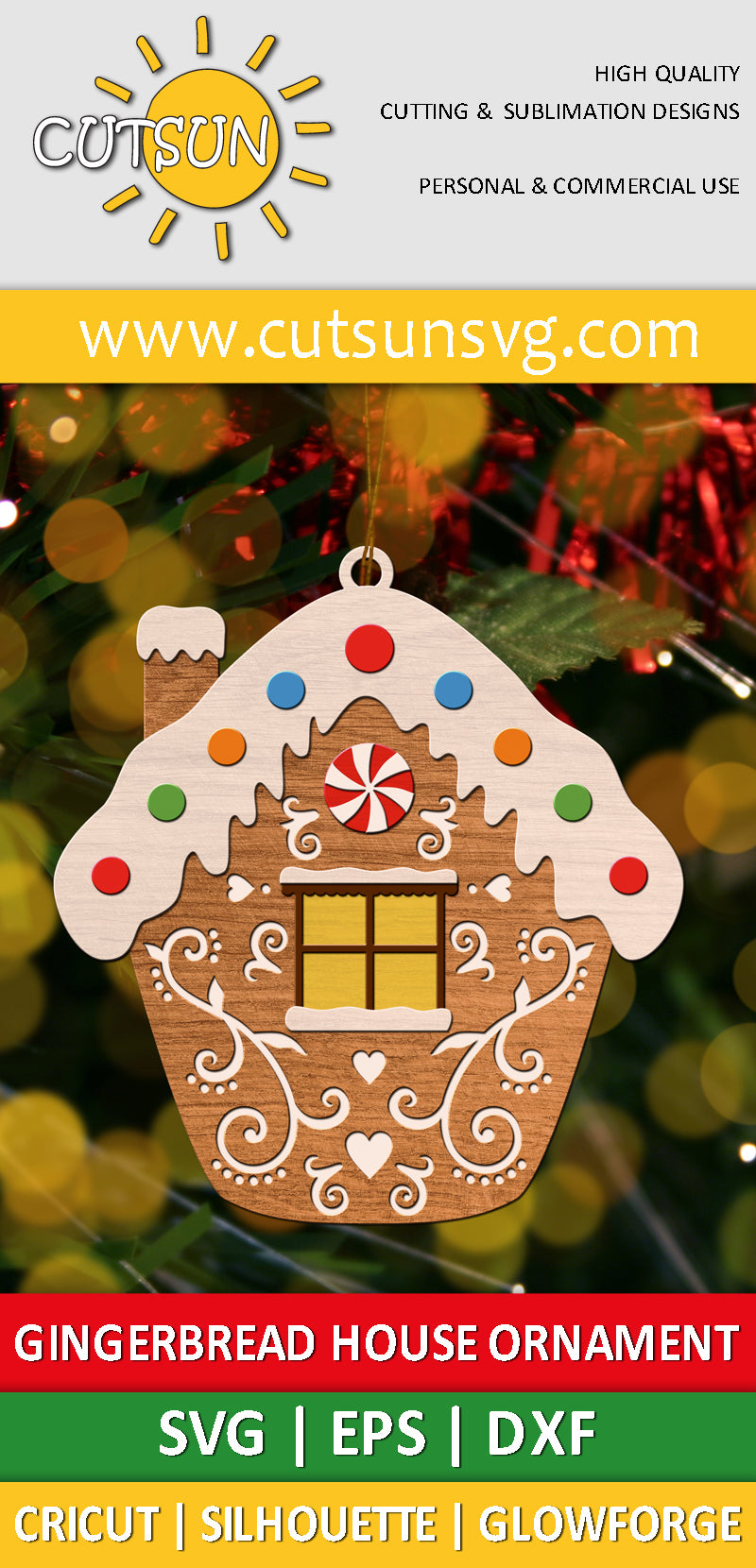 Gingerbread House Christmas Ornament SVG