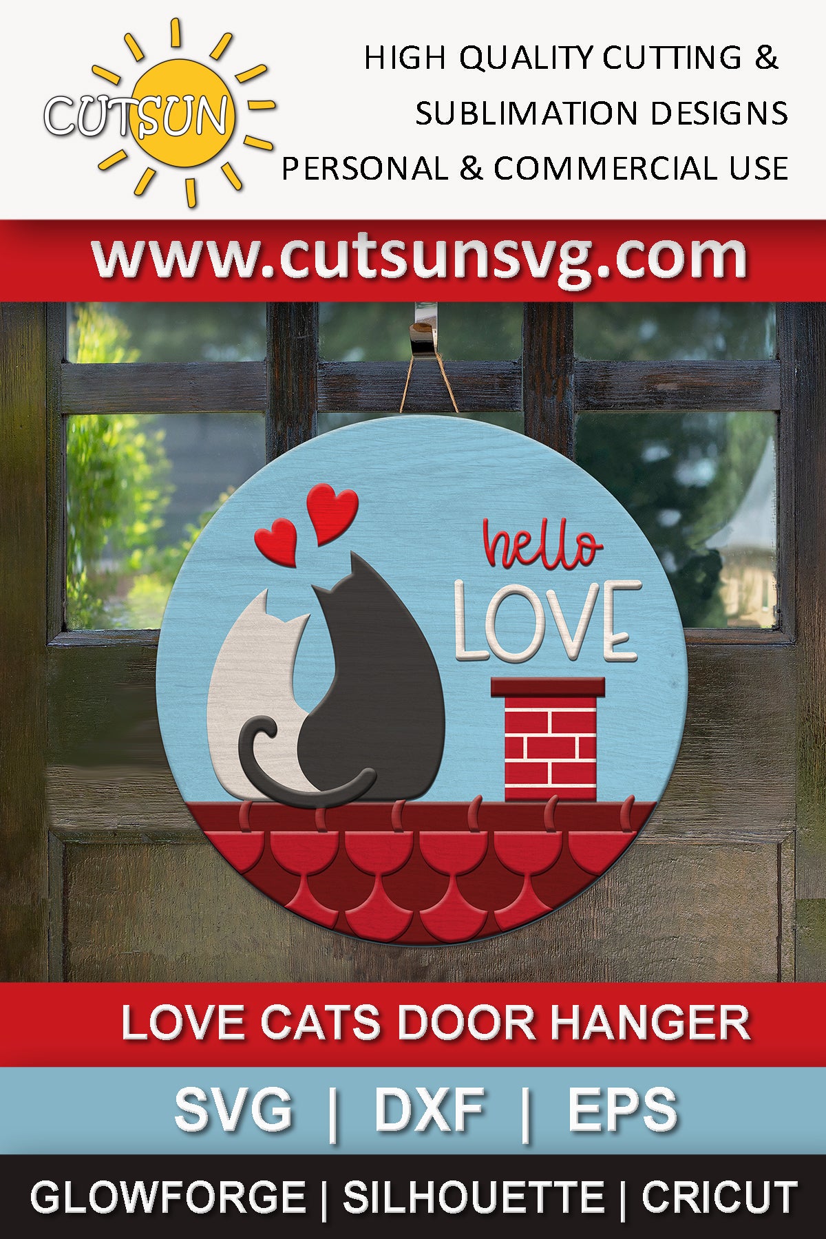 Love Cats door hanger SVG