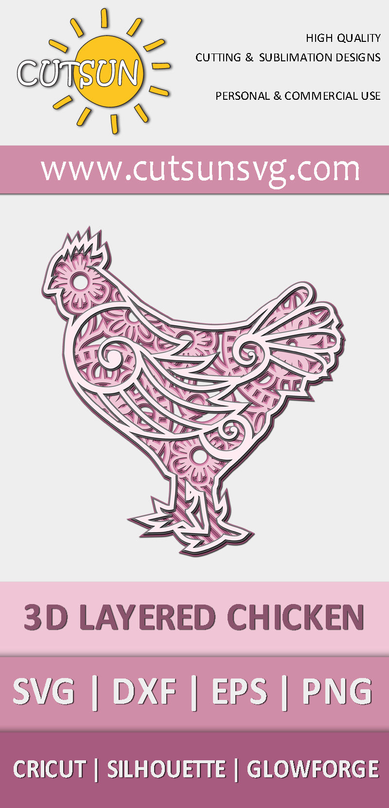 3D layered Chicken SVG