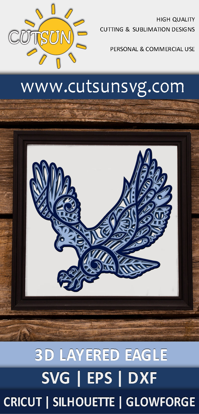 3D Layered Eagle SVG