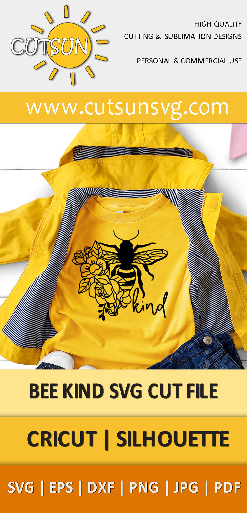 Bee Kind SVG | Floral bee SVG