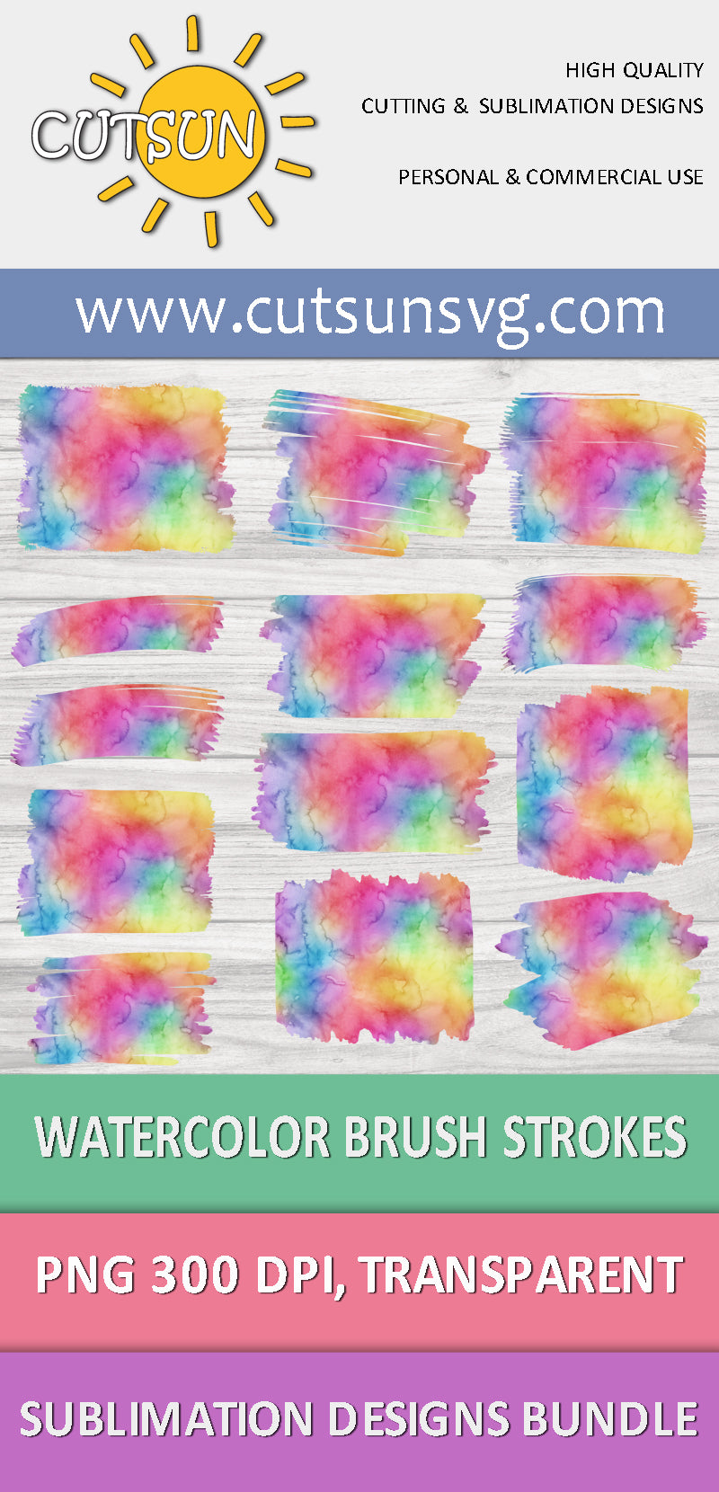 Sublimation Bundle Watercolor Background Brush strokes