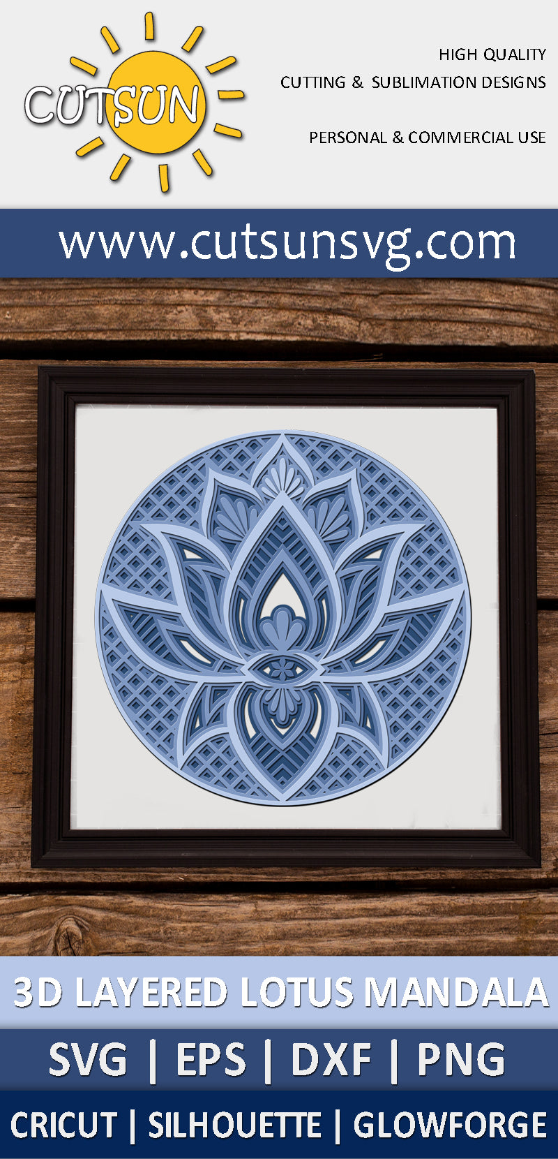3D Layered Lotus Mandala SVG